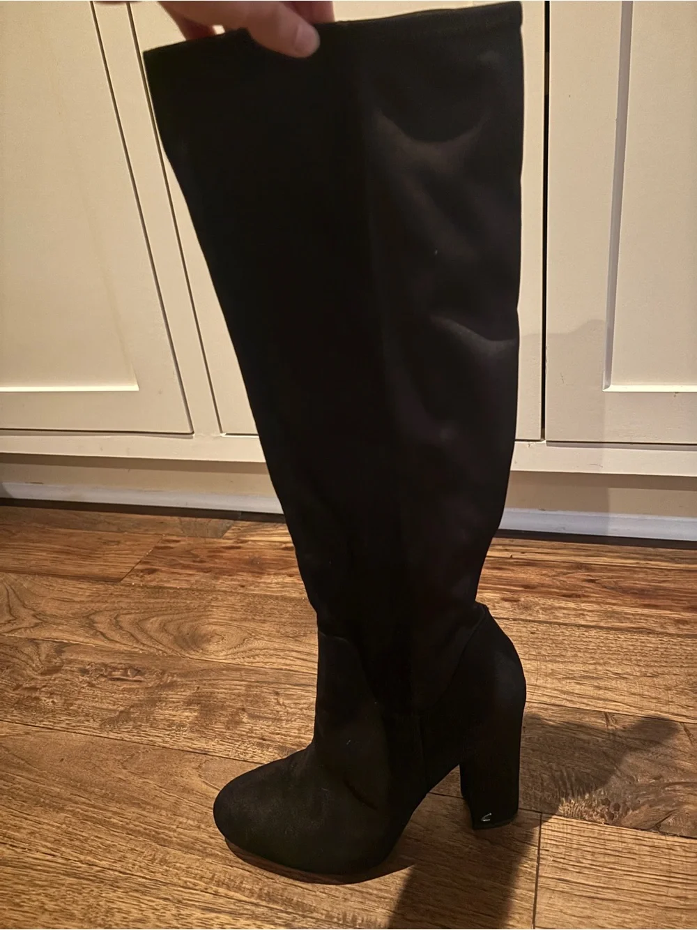 Black Women's Over-the-Knee Block Heel Boot